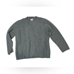 JM Collection Charcoal V-Neck Sweater